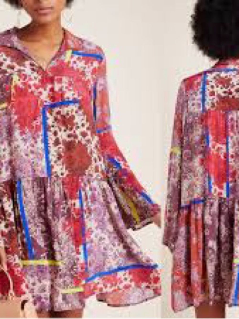 Anthropologie Dhruv Kapoor Arabella Patchwork Floral Tunic Dress 3X